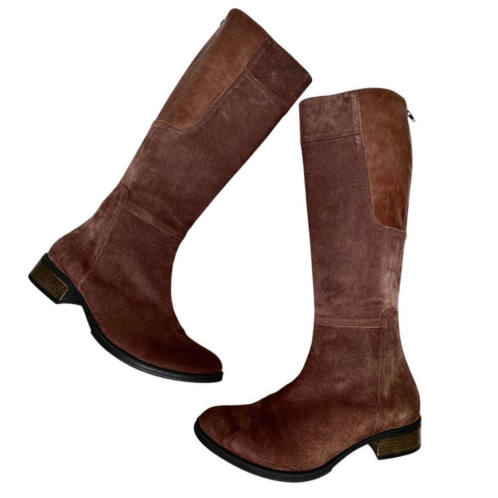 SUNDANCE Sandrine Boots Brown Suede Leather Tall Knee High Riding Zip 40 | 9-9.5